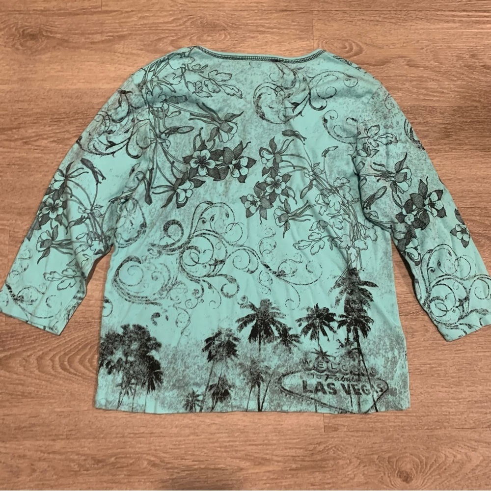 Cactus Bay Blue & Black Las Vegas Y2K Top Size XL - Picture 3 of 5